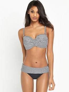 Image of Panache Anya Stripe Bandeau Bikini Top - Black/White, Size 30G, Women