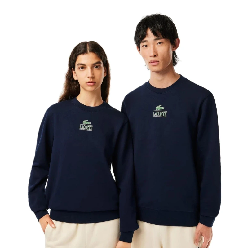 Image of Lacoste Vintage Style Sweatshirt Navy Blue unisex 2XS