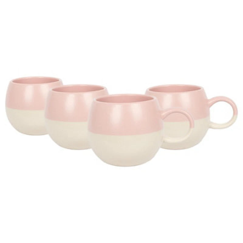 Image of Nicola Spring Dipped Stoneware Sphere Mugs - 340Ml - Dusty Pink - Pack Of 4