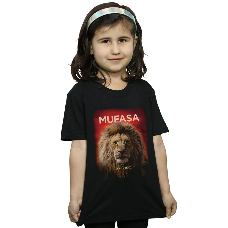 Image of Disney The Lion King Movie Mufasa Poster Cotton T-Shirt Black