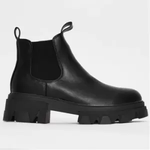 Image of Missguided Faux Leather Chunky Double Tab Chelsea Boots - Black