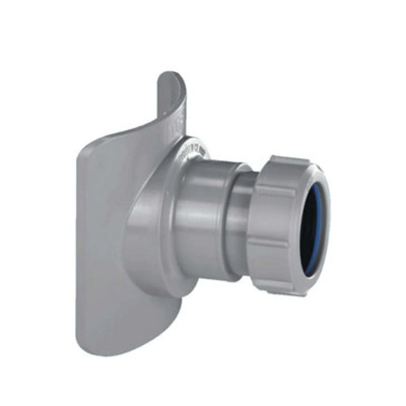 Image of McAlpine BOSSCONN82Z-GR Grey Mechanical Soil Pipe Boss Connector for 57mm hole saw size, supplied with fixing tool and suitable for 4"/110mm soil pipe