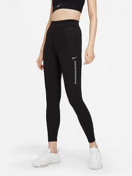 Image of Nike NSW Swoosh Leggings - Black, Size XS, Women