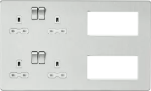 Image of Screwless Combination Plate - Brushed Chrome with white insert 230V IP20