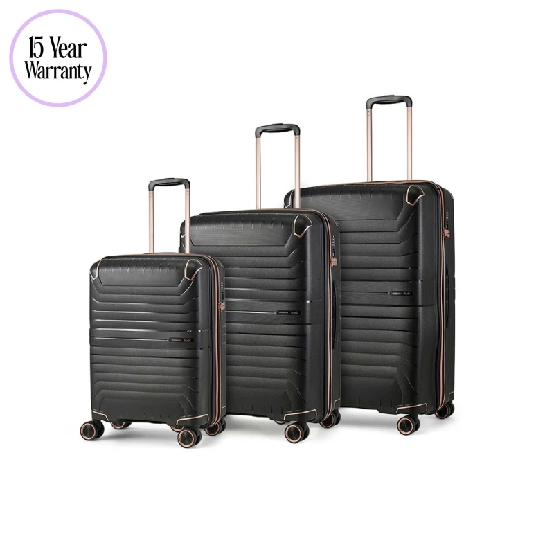 Image of Rock Astrid Suitcase Black Hard Suitcases 3pc Set Black 42920803000