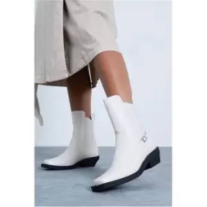 Image of I Saw It First Stone Square Western Detail Low Heel Ankle Boot - Brown