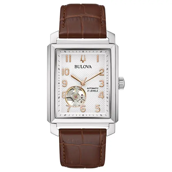 Image of Bulova Classic Sutton 96A268 Automatic Brown Leather Strap Watch - W09228