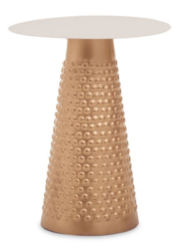 Image of Premier Housewares White Top Gold Base Side Table, Gold Finished Bedside Table for Home, Office, Lounge, Sofa Gold