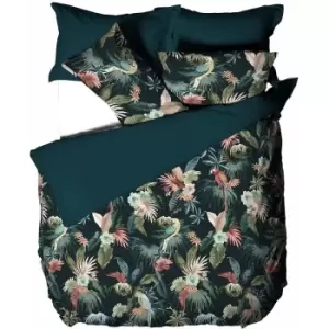 Image of Linen House Fernanda Duvet Cover Set (Single) (Green/Pink) - Green/Pink