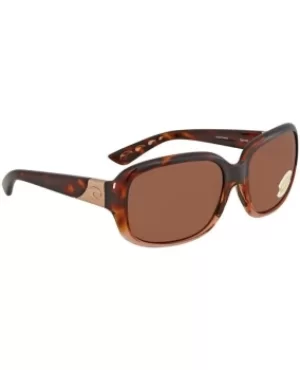 Image of Costa Del Mar Gannet Shiny Tortoise Rectangular Plastic Unisex Sunglasses GNT 120 OCP GNT 120 OCP
