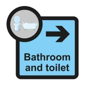 Image of Bathroom and Toilet Arrow Right Sign, Self Adhesive Foamex (305mm x 310mm)