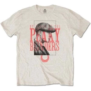 Image of Peaky Blinders - Red Logo Tommy Mens Medium T-Shirt - Sand