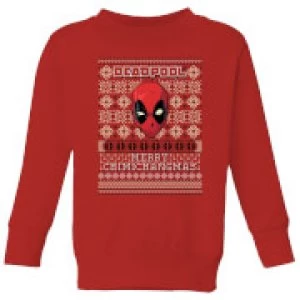 Image of Marvel Deadpool Kids Christmas Sweatshirt - Red - 7-8 Years