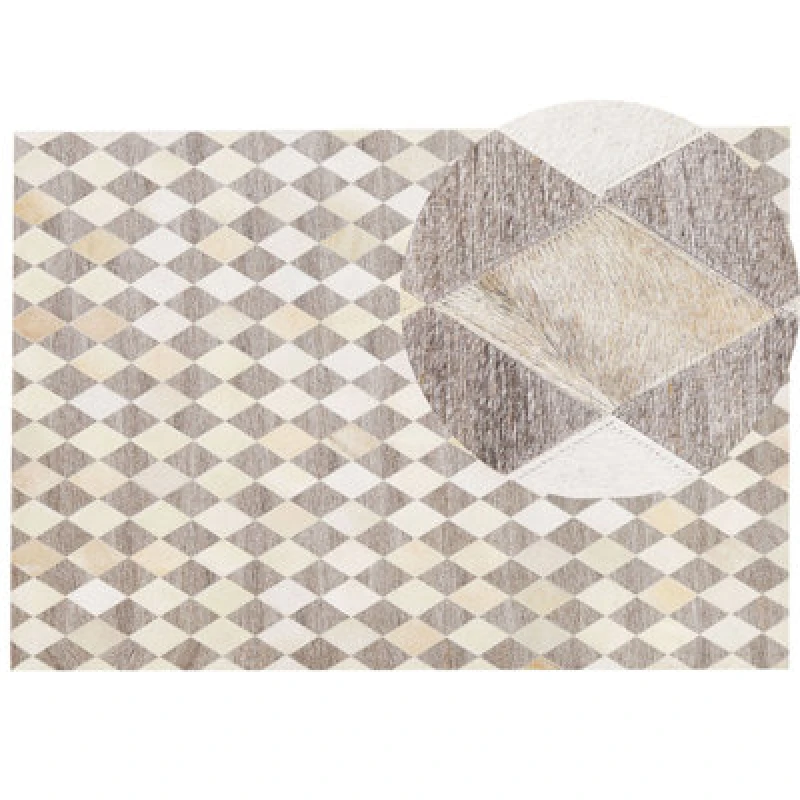 Image of Beliani Rug Seslice Beige 160 X 230 Cm Leather