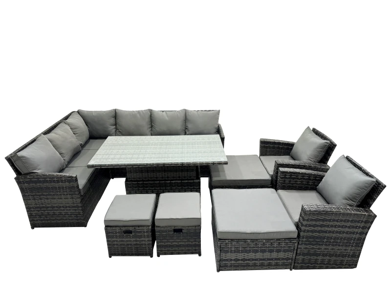 Image of Fimous 12 Seat Height Adjustable Rising Lifting Table Corner Sofa Set in Dark Grey Dark Grey Unisex