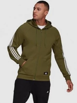 Image of adidas Full Zip Hoodie - Green, Size S, Men