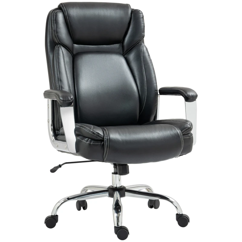 Image of HOMCOM Faux Leather Desk Chair with Adjustable Height, 227kg 500LBS, Black Black