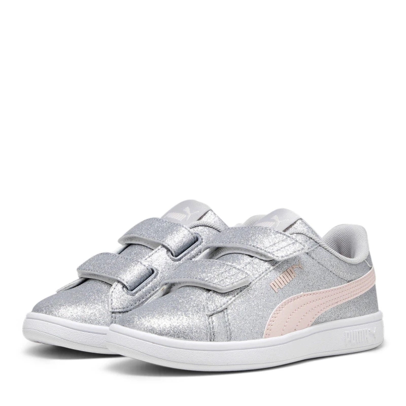 Image of Puma Smash 3.0 Glitz Glam V Child Girl Trainers - Grey Grey C10