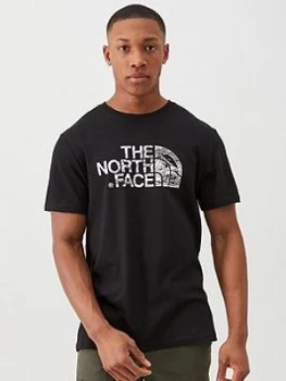 Image of The North Face Short Sleeve Woodcut Dome T-Shirt - Black