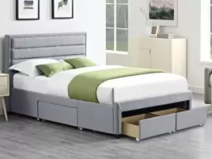 Image of LPD Greenwich 5ft King Size Grey Fabric 4 Drawer Bed Frame