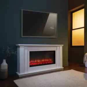 Image of White Freestanding Electric Fireplace Suite - 141cm x 73cm - Suncrest Kesgrave