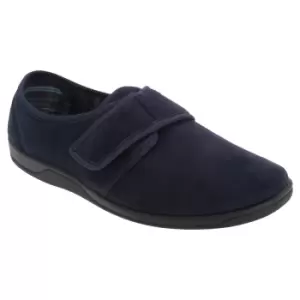 Image of Sleepers Mens Tom Imitation Suede Touch Fastening Slippers (8 UK) (Navy Blue)