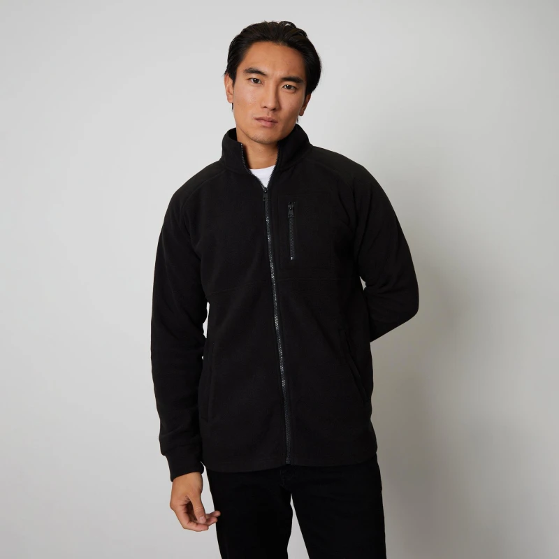Image of Threadbare 'Orson' Zip Up Microfleece Jacket Black