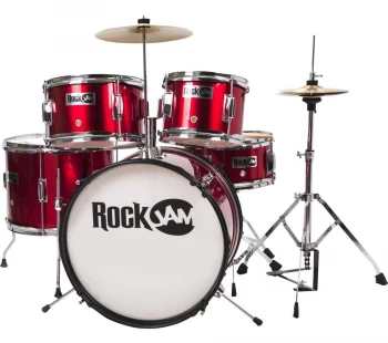 Image of ROCKJAM RJ105-MR 5 Piece Junior Drum Kit - Red, Red