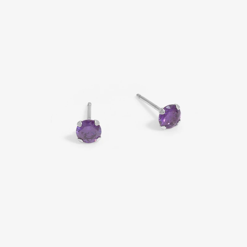 Image of Simply Silver Sterling Silver 925 CZ Amethyst Round Studs Jewellery Sets One Size Silver 40126511000
