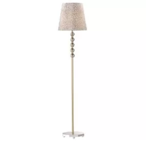 Image of Queen 1 Light Floor Lamp Gold, Clear with Glass Decoration, E27