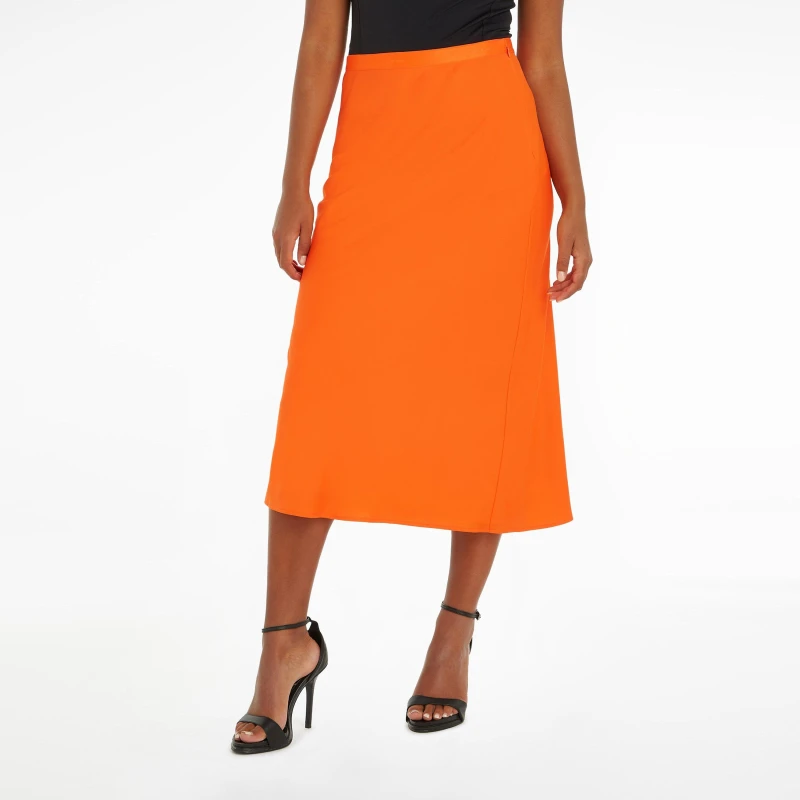 Image of Calvin Klein Bias Cut Midi Skirt Flame female 14 (L)