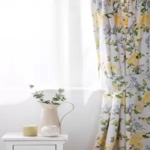 Image of Belledorm Arabella Country Dream Curtains (66 x 72in) (White/Blue/Lemon/Green) - White/Blue/Lemon/Green