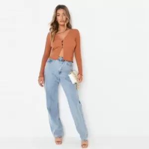 Image of Missguided Lettuce Hem Button Cardi - Brown