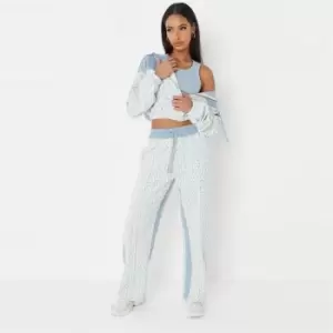 Image of Missguided Wide Leg Trser Monogram Mg Coord - Blue