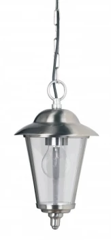 Image of 1 Light Outdoor Ceiling Pendant Light Polished Stainless Steel, Clear Polycarbonate, E27
