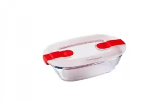 Image of Pyrex Cook & Heat Rectangular Glass Food Container with Patented Microwave Safe Lid, 17x10x5cm