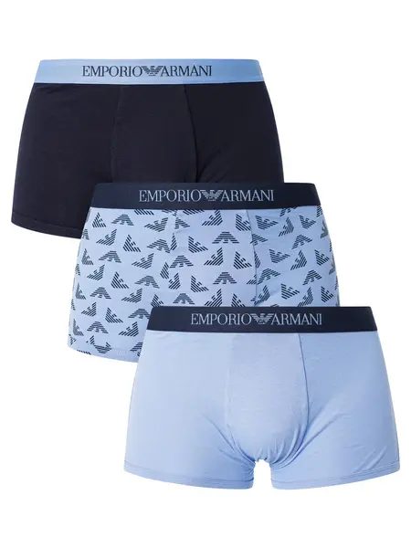 Image of Emporio Armani 3 Pack Trunks Hortense/Pattern/Marine S