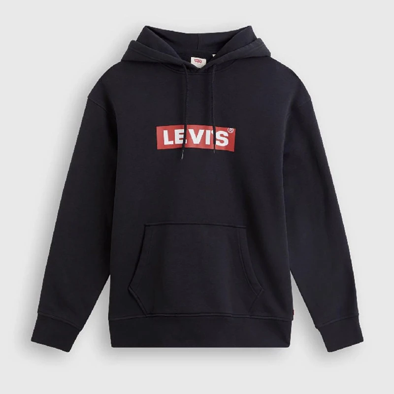 Image of Levis Mens Relaxed Graphic Pull Over Hoodie Black male XS