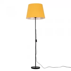Image of Charlie Black Floor Lamp with XL Mustard Aspen Shade