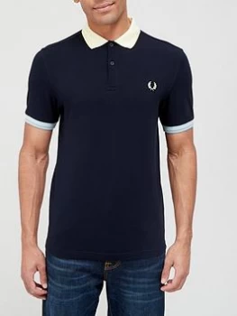 Image of Fred Perry Contrast Trim Polo Shirt - Navy, Size XL, Men