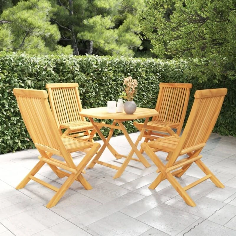 Image of VIDAXL 5 Piece Garden Dining Set Solid Teak Wood Vidaxl 8720286227176