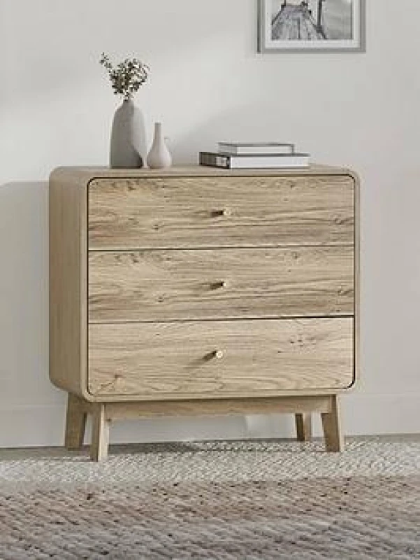 Image of SO'HOME Seluna Retro Oak 3 Drawer Chest natural oak ONE SIZE
