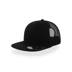 Image of Atlantis Snap Mesh Flat Visor 6 Panel Trucker Cap (One Size) (Black)