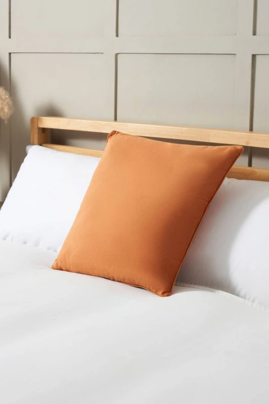 Image of BHS Small Velour Piped Cushion in Orange Orange Unisex