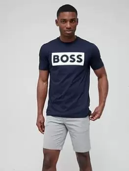 Image of BOSS Tiburt Logo T-Shirt - Dark Blue, Dark Blue, Size S, Men