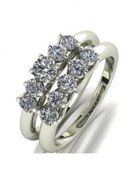 Image of Moissanite 9ct White Gold 1ct Total 5 Stone Bridal Set, White Gold Size M Women