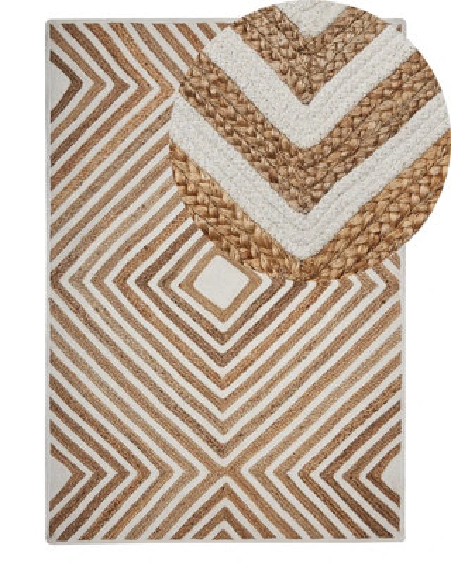 Image of Beliani Rug Pirli Beige 140 X 200 Cm Jute