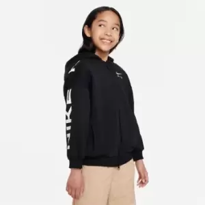 Image of Nike Air Club Fleece Big Kids (Girls') Oversized Full-Zip Hoodie - Black