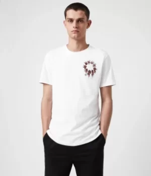 Image of AllSaints Mens Ceremony Brace Crew T-Shirt, Optic White, Size: L
