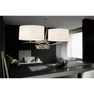 Image of Eve 2 Arm 4 Light Bulbs E27 Pendant Lamp, Polished Chrome with Oval White Shades